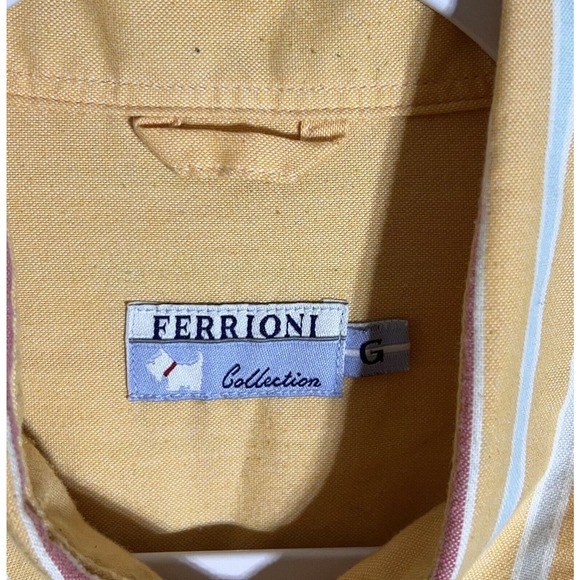 Ferrioni Collection Pastel Striped Button Up Shirt Mens Size Large Scottie Dog - Picture 3 of 7